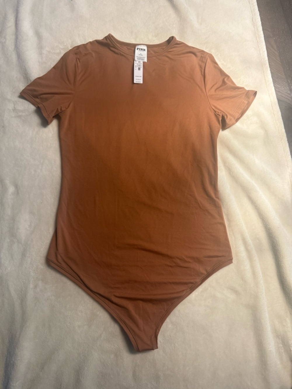 Victoria's Secret PINK Short Sleeve Bodysuit in Rust Brown